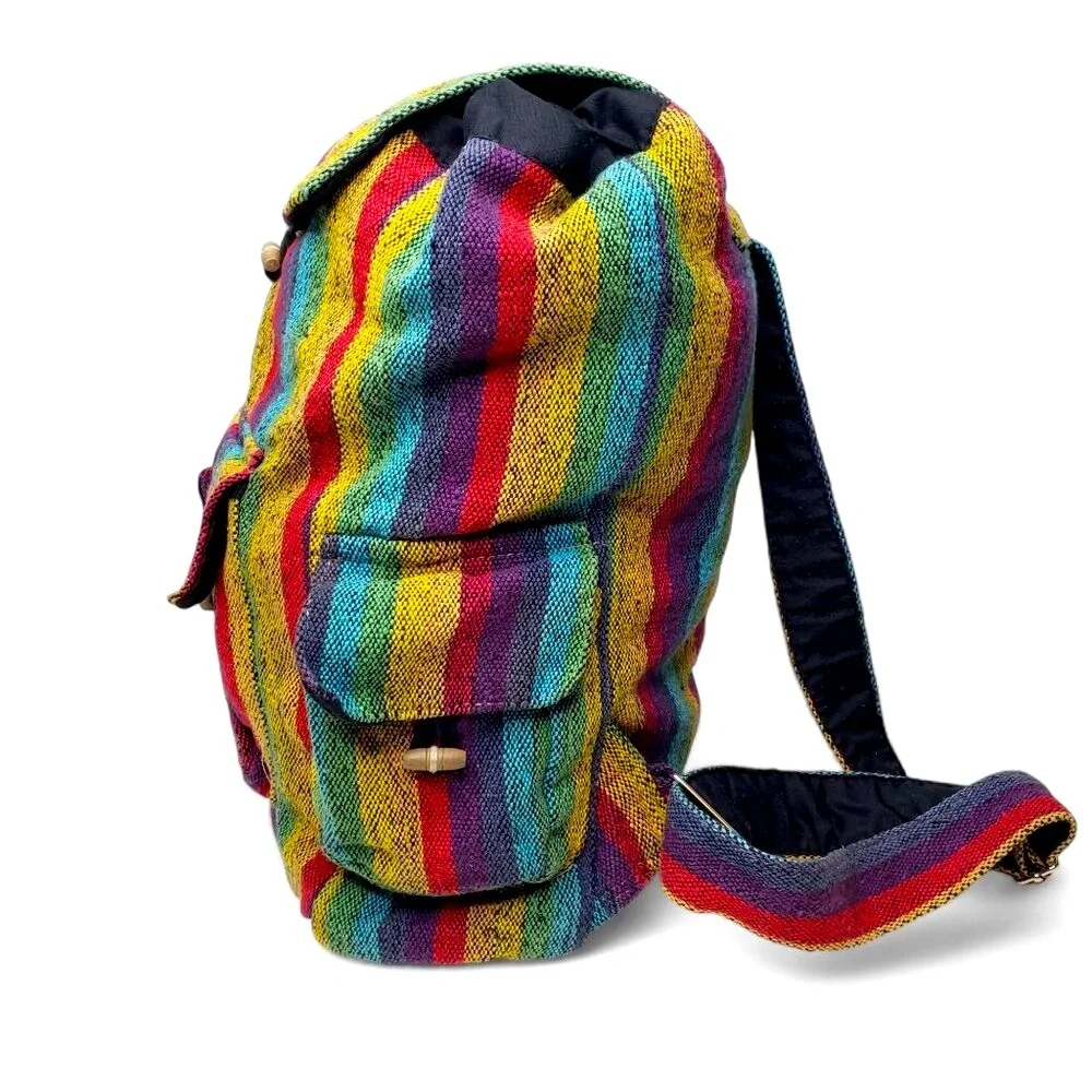 Flying High Foot Path Trading Company Backpack Unisex Canvas Boho Travel Stripes